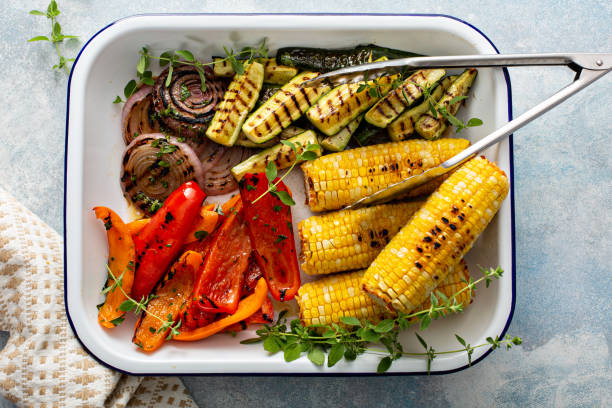 istock Grilled summer vegetables on a tray, just cooked and ready to eat 1350102795
