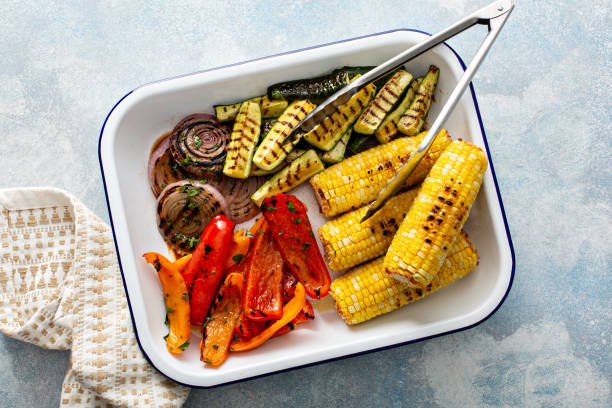 istock Grilled summer vegetables on a tray, just cooked and ready to eat 1350102797