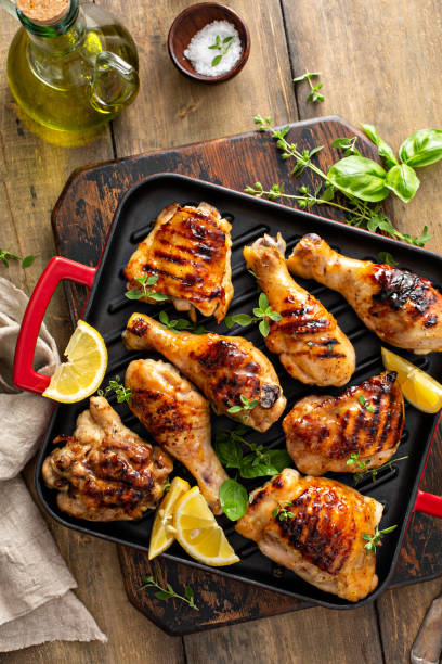 istock Grilled chicken thighs and drumsticks with honey glaze 1350102832