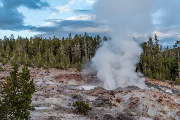 Steaming Mud Pod Area in famous Yellowstone National Park Steaming Mud Pod Area in famous Yellowstone National Park, USA mud volcano stock pictures, royalty-free photos & images