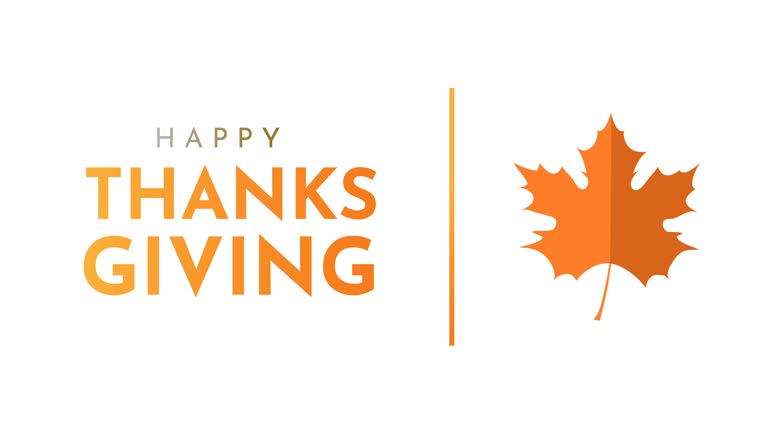 Happy Thanksgiving background with maple leaf. 4k animation