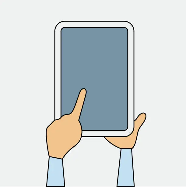 Vector illustration of Hand holding digital tablet