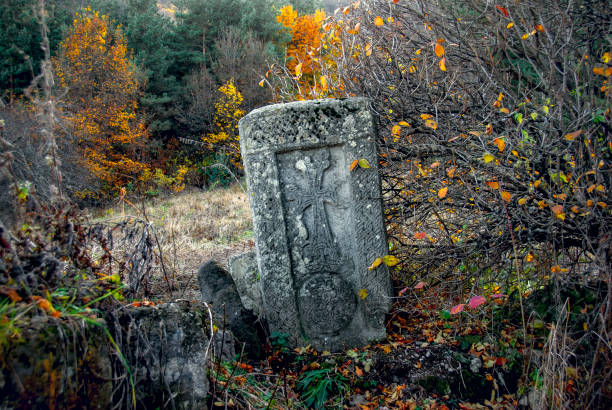 istock Stone Crosses Rock Carving Antique , Armenia 1350109904