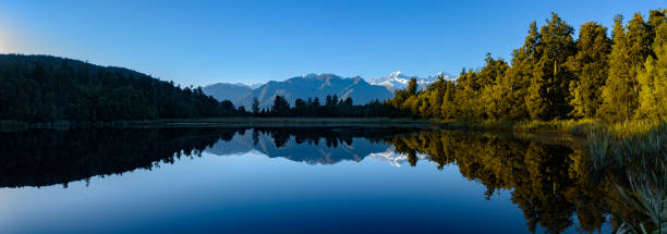 Lake Matheson in South Island, New Zealand stock photo