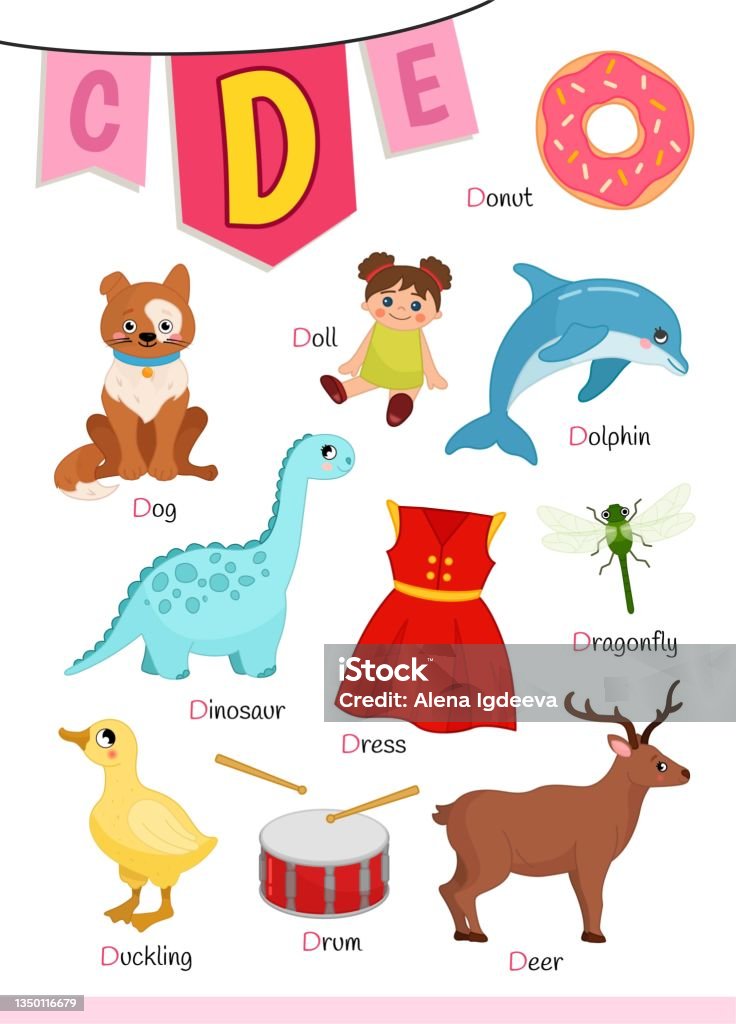  Ilustración de Alfabeto Inglés Con Dibujos Animados E Ilustraciones Para Niños Lindos y más Vectores Libres de Derechos de Animal extinto
