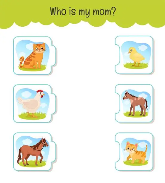 Vector illustration of Matching children educational game.