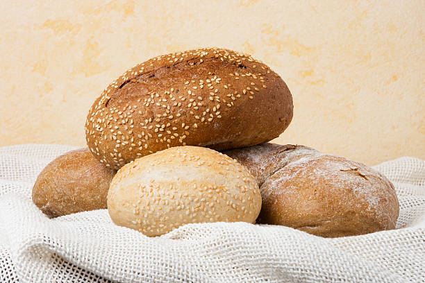 baked bun and bread stock photo