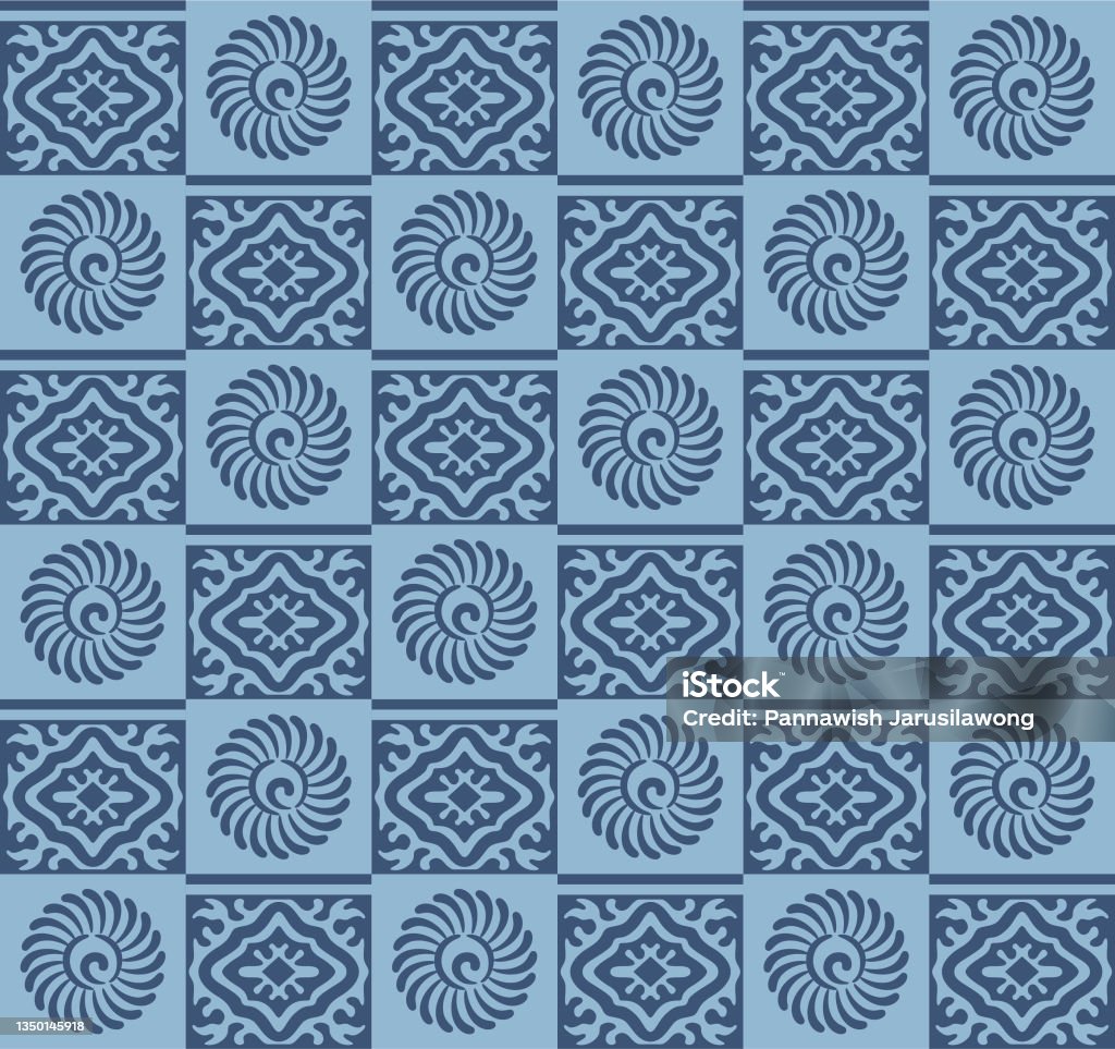 Japanese Square Pattern Japanese Spiral Flower Motif Square Vector Seamless Pattern Stock ...