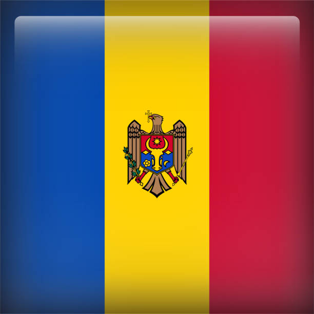 Moldova Square Country Flag button Icon Square Country Flag button Icon series moldovan flag stock illustrations