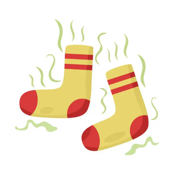 Vector illustration of Smelly socks concept vector illustration. Unpleasant smell from dirty sock.