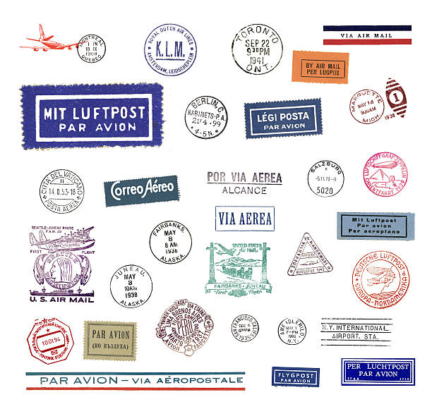 istock Vintage airmail labels and stamps 135014901