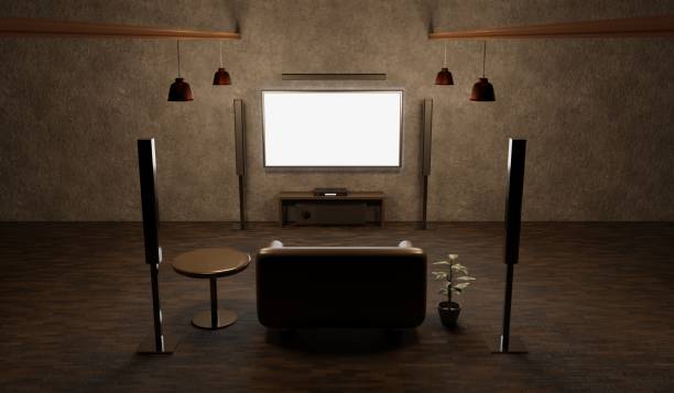 istock Modern Home Theater Room Interior, 3D rendering 1350149416