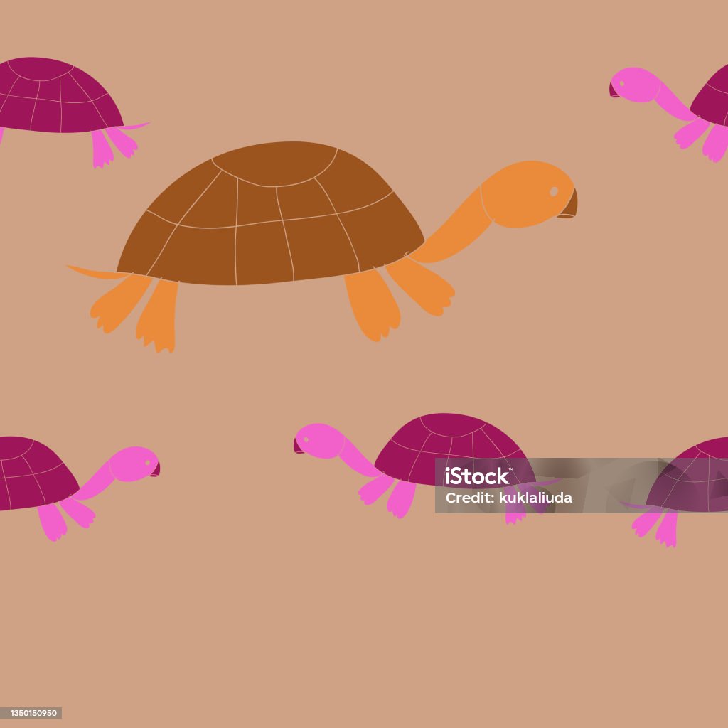 Horizontal Stylized Turtle Side View Hand Drawn Stock Illustration ...