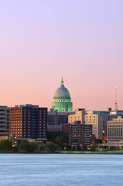 istock Night time cityscape of Madison 135015237