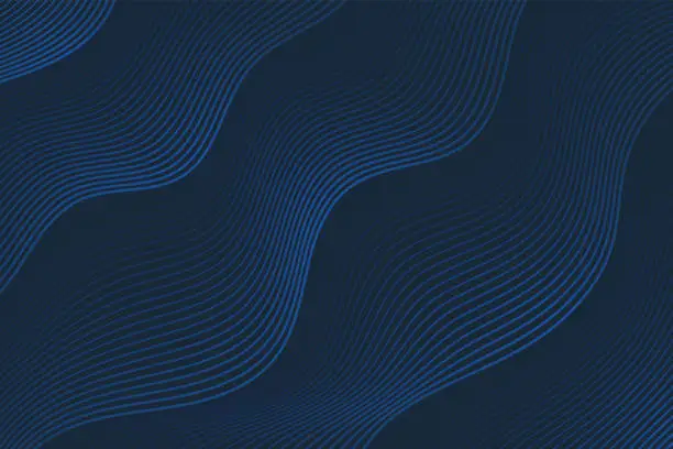 Vector illustration of Abstract wavy light line on dark navy blue background. Luxury layered curve pattern design. You can use for cover brochure template, poster, banner web, print ad. vector illustration