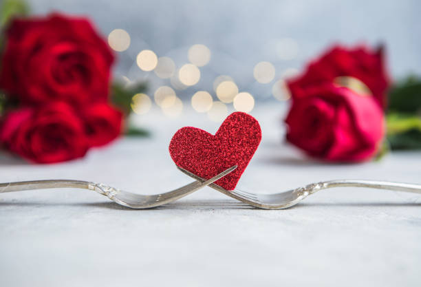 istock Forks and a heart. Holiday menu for Valentines Day. 1350155512