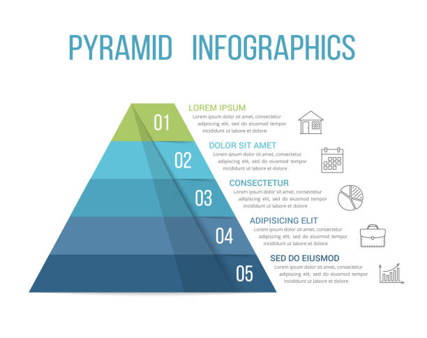 ilustraciones, imágenes clip art, dibujos animados e iconos de stock de infografía piramidal - piramid