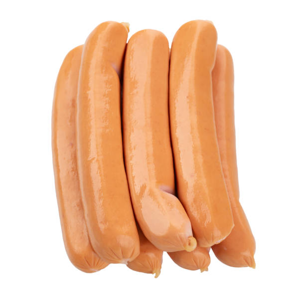 istock Fresh sausages, isolated on white background. 1350158313