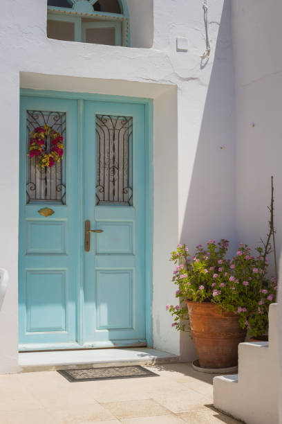 istock Traditional Greek Home Blue Front Door 1350166498
