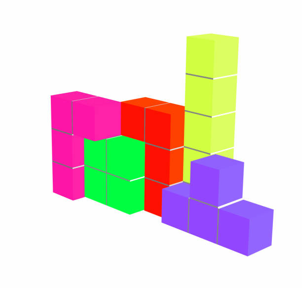 video game with cubes - puzzle game illustration - 3D cubes on white background