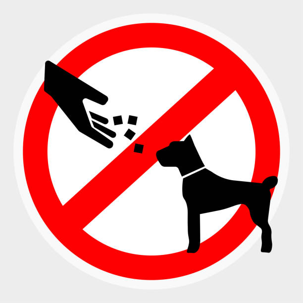 stockillustraties, clipart, cartoons en iconen met do not feed the dog ban mark on a white background. vector illustration. - gevoerd worden
