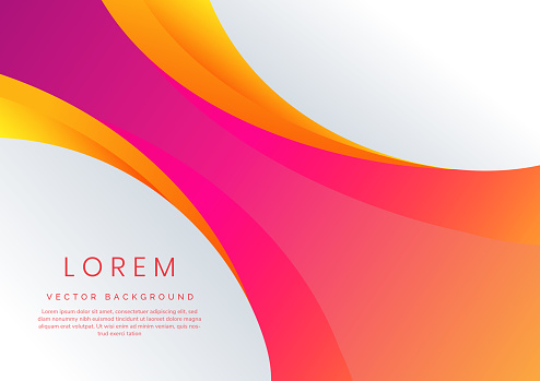 Abstract business template pink, orange gradient wavy or curved shape layers on white background with space for your text. Vector illustration