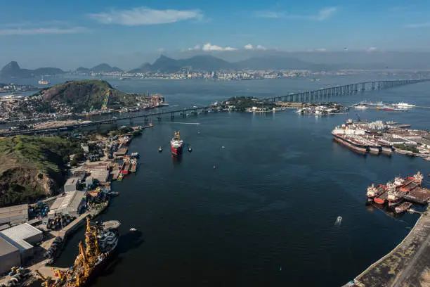 Panoramic view of Rio de Janeiro and Niteroi, Brazil.