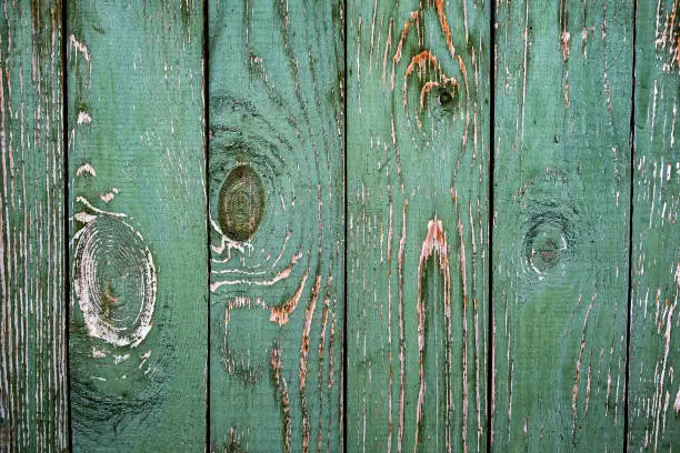 Old Wooden Planks with Weathered Green Paint