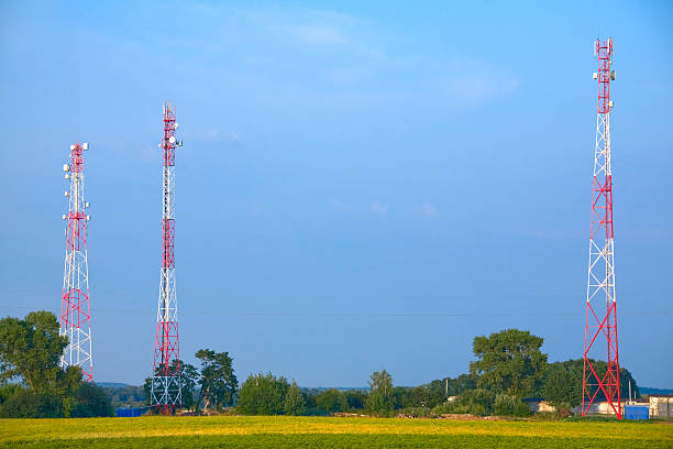 communication towers stock photo