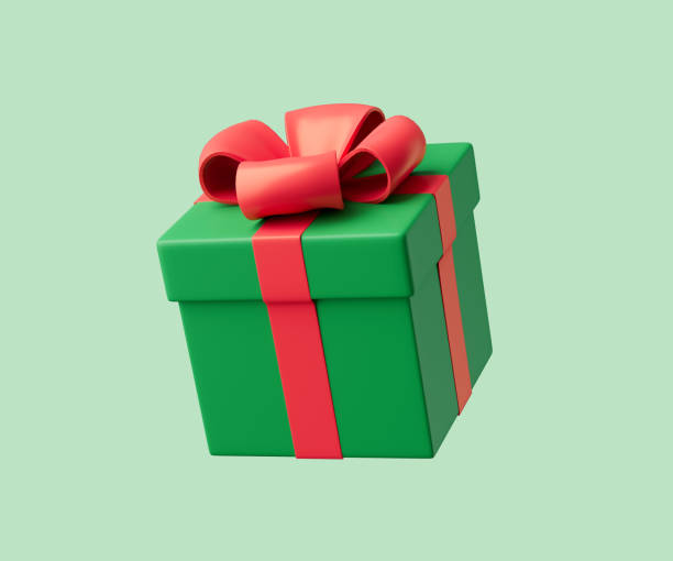 istock Christmas and New Year's closed gift box with bow 3d render illustration. 1350192627