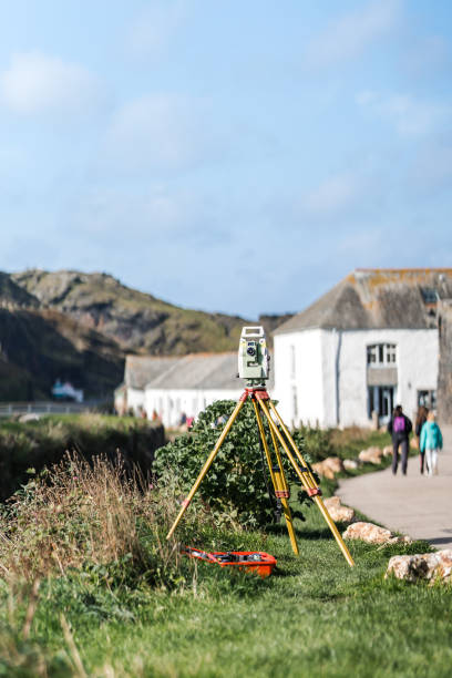 istock Construction survey digital analogue laser dot equipment on tripod surveying 1350194949