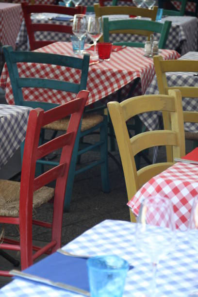 istock Colorful tables and chairs 1350196442