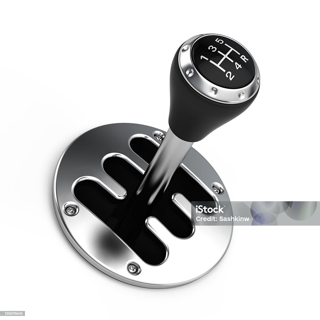 Gearshift on white background Gearshift isolated on white background - 3d render Gearshift Stock Photo