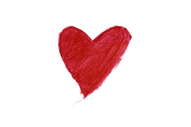 różowo-czerwony pędzel akwarelowy wygląda jak serce, różowy, czerwony kolor serca - i love you stock illustrations