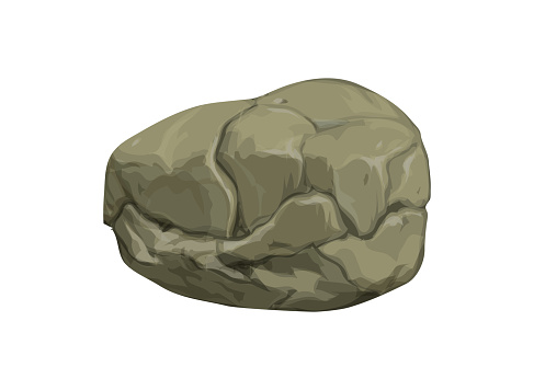 Earthen boulder with cracks for illustration decoration. Vector clipart.