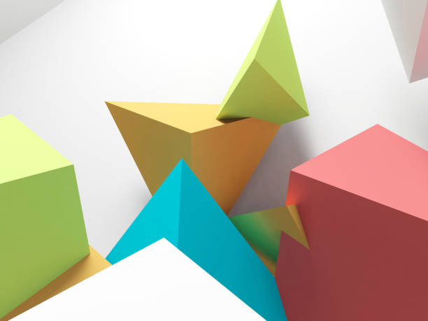 istock Abstract colorful geometric installation with soft shadows, 3d 1350205778