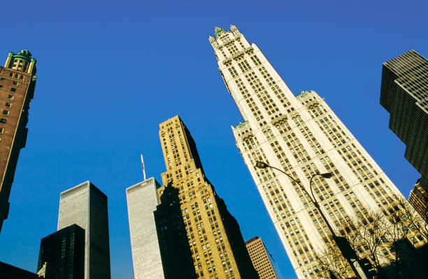 New York, USA - November 27, 1998: view to skyscraper and twin towers in New York, USA.