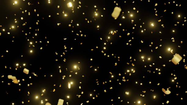 istock A golden confetti on black background. 3D illustration rendering. 1350207005