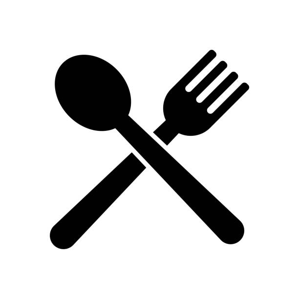 spoon fork icon, spoon vector, fork illustration spoon fork icon, spoon vector, fork illustration breakfast room stock illustrations