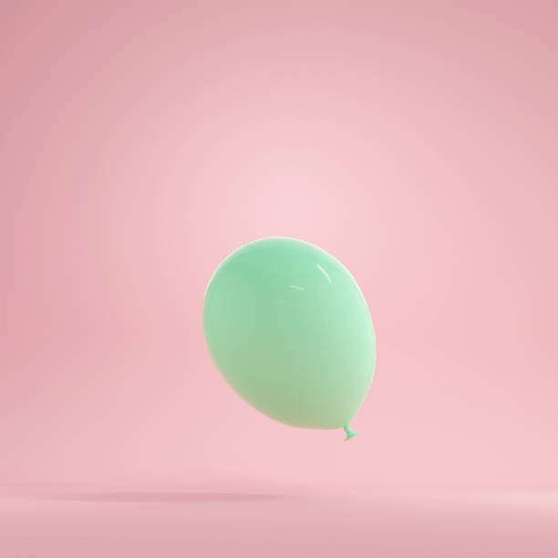 istock 3D green balloon floating on pink background. Minimal concept. 3D render illustrations. 1350207280