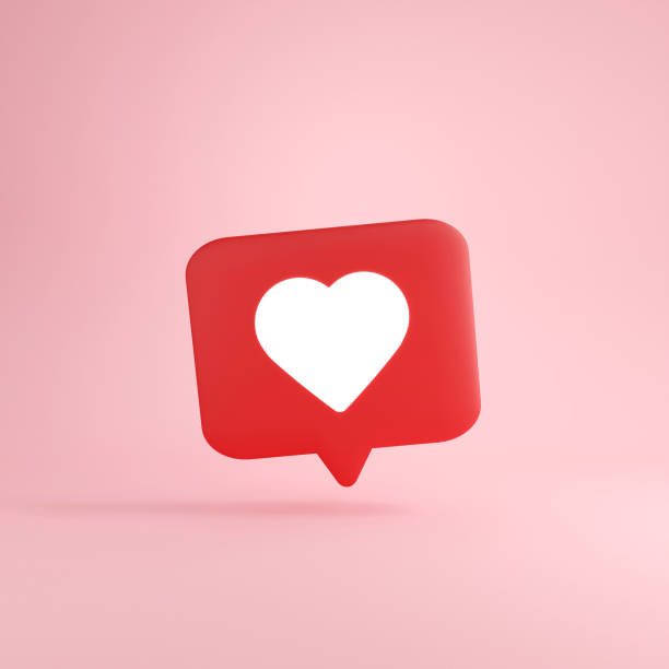 istock 3D social media notification white like heart icon in red speech bubble.Communication concept. 3D rendering illustrations. 1350207307