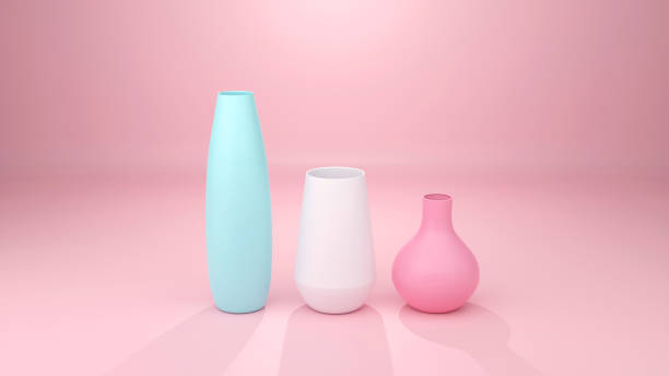 istock 3D render of vase in studio pink background. 1350207391