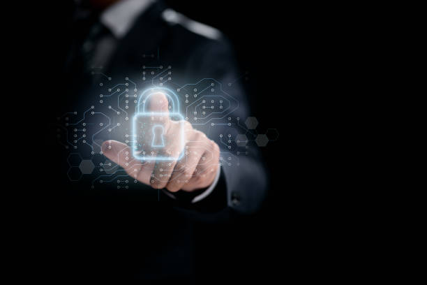 istock Network of cybersecurity. Internet technology and the padlock icon on a virtual interface, a businessman protects data and personal information. GDPR (General Data Protection Regulation) concept. 1350209183