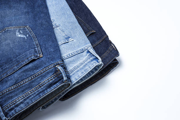 istock Blue jeans on colorful background isolated 1350211207