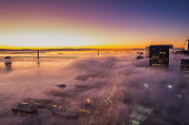 Aerial View of Fog Over Embarcadero