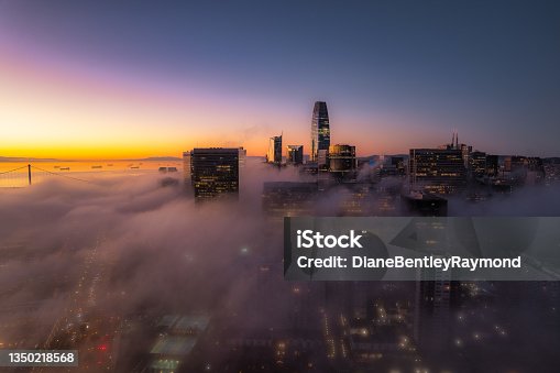 istock Aerial View Above the Fog In San Francisco 1350218568