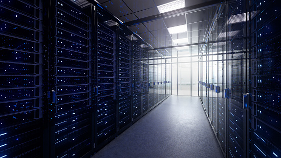 Server Interior Modern Interior Server Room Data Center Connection And Cyber Network In ...