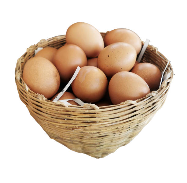istock Eggs in the Isolated bamboo basket 1350223042