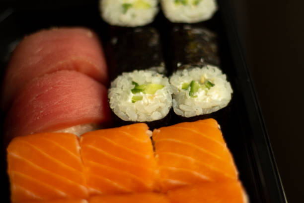 sushi with cucumbers and rice. - eggs animal egg stack stacking imagens e fotografias de stock