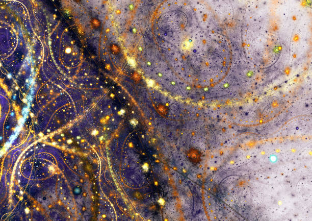 istock Flowing golden lines , abstract dreamy background 1350230263